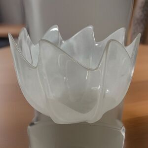 Rosenthal Crystal ICEDEW Scalloped White Wave Frosted, Round Bowl, 7" x 5 1/2” H